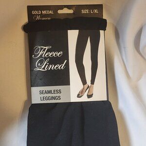 Elan Blanc Women Fleece Lined Seamless Black Leggings, Size L/XL, New with Tags